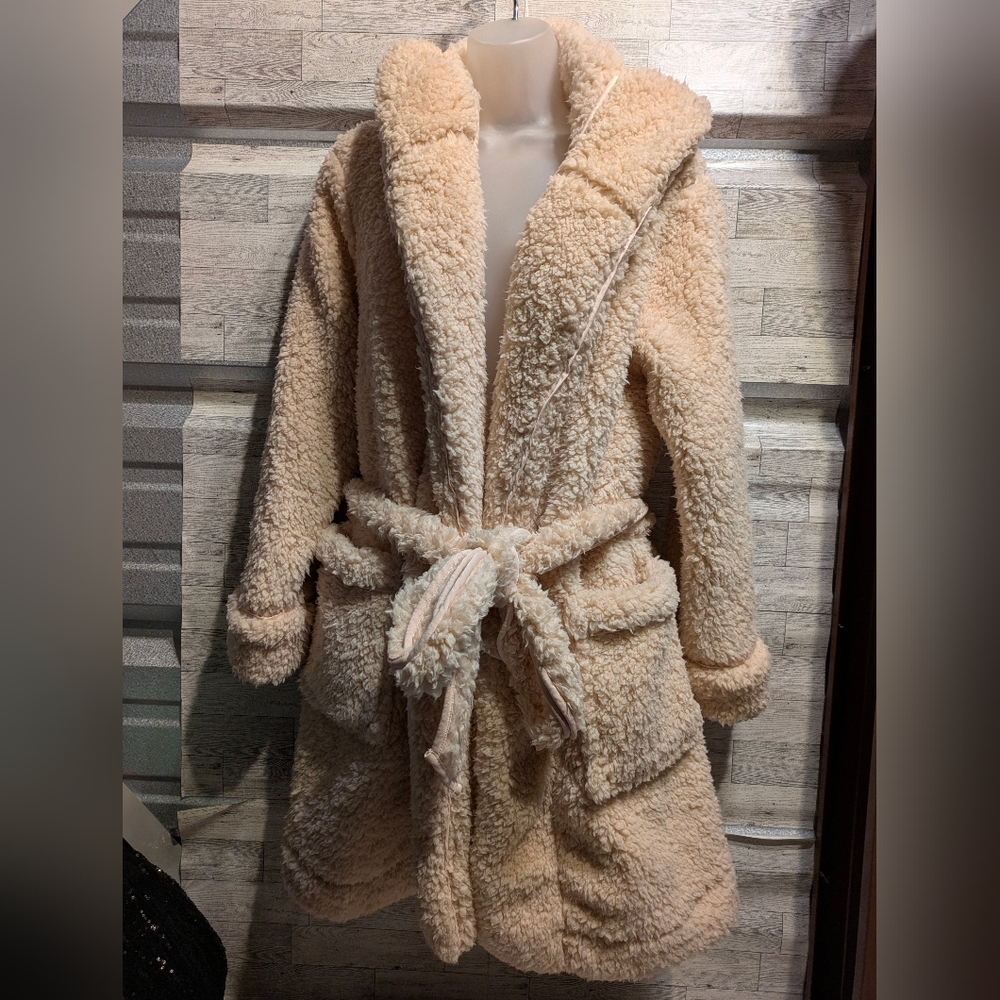 Anthropologie Beige Teddy Robe with Belt